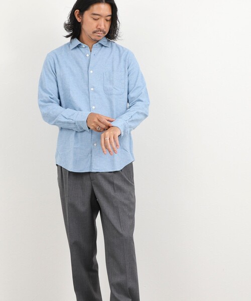 NOLLEY’S(ノーリーズ)の「COTOLINO ドビーワイドカラーシャツ 26AW(シャツ/ブラウス・メンズ・グレイッシュブルー/ライトグリーン・XL/L/M/S)」の5枚目の写真