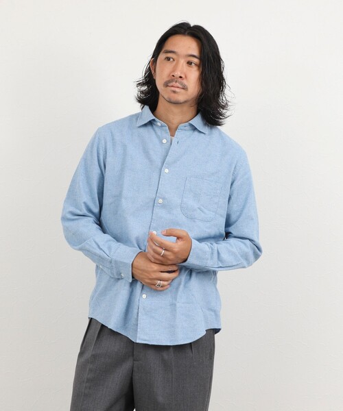 NOLLEY’S(ノーリーズ)の「COTOLINO ドビーワイドカラーシャツ 26AW(シャツ/ブラウス・メンズ・グレイッシュブルー/ライトグリーン・XL/L/M/S)」の6枚目の写真