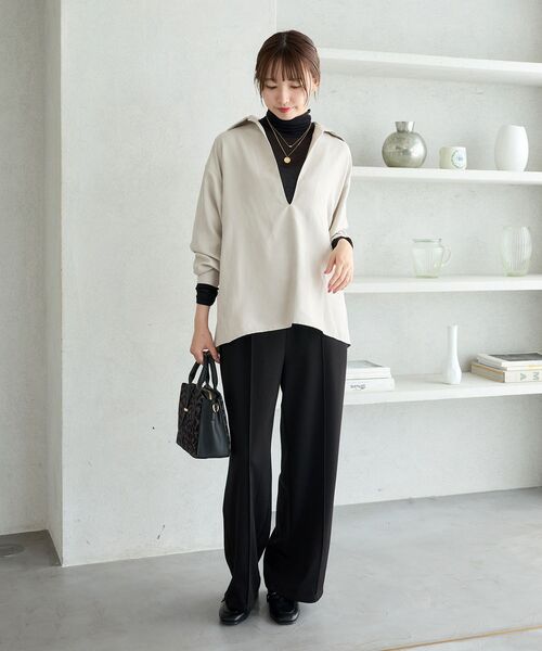 le.coeur blanc(ルクールブラン)の「細コーデュロイスキッパーシャツ(シャツ/ブラウス・レディース・ブラック/グレイッシュベージュ/モカ・38)」の12枚目の写真