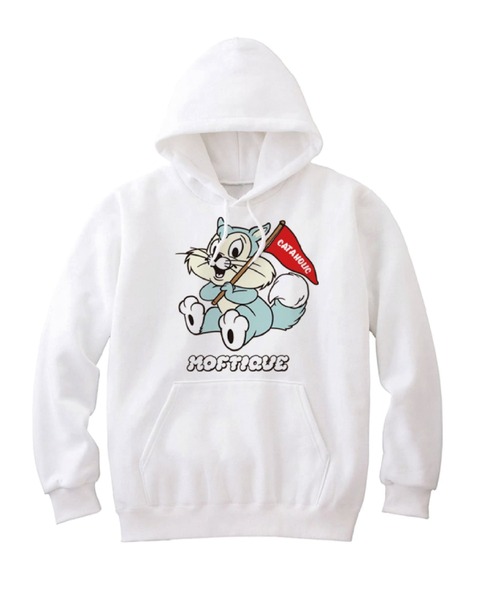 Moftique（モフティック）の「Moftique（モフティック） プルパーカー メンズ スウェット アニマル 猫 キャット イラスト ロゴ プリント プルオーバーパーカー フーディー スエット トップス レディース ユニセックス（パーカー・メンズ・ブラック系2/ブラック系1/ホワイト系1/ホワイト系2・XL/L/M）」の2枚目の写真