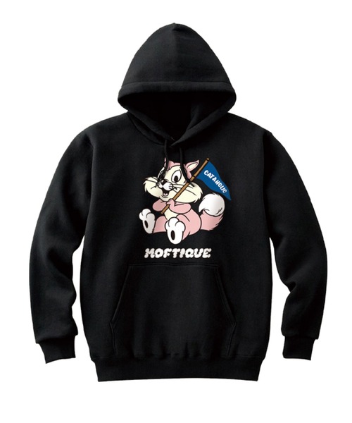 Moftique（モフティック）の「Moftique（モフティック） プルパーカー メンズ スウェット アニマル 猫 キャット イラスト ロゴ プリント プルオーバーパーカー フーディー スエット トップス レディース ユニセックス（パーカー・メンズ・ブラック系2/ブラック系1/ホワイト系1/ホワイト系2・XL/L/M）」の4枚目の写真