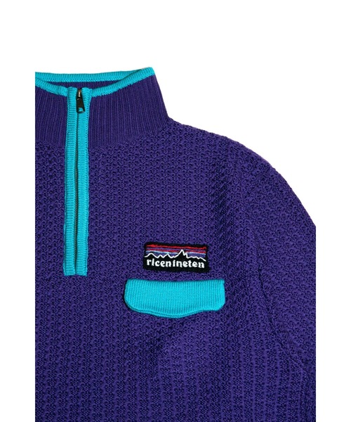 RICE NINE TEN(ライスナインテン)の「MOUNTAIN KNITTING PULLOVER(ブルゾン・メンズ・ブルー/ミント・LARGE)」の7枚目の写真