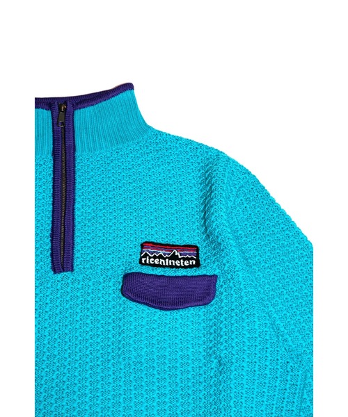 RICE NINE TEN(ライスナインテン)の「MOUNTAIN KNITTING PULLOVER(ブルゾン・メンズ・ブルー/ミント・LARGE)」の5枚目の写真
