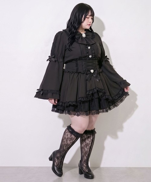 DearMyLoveWhip（ディアマイラブホイップ）の「フリルはしごレース姫袖ブラウス（シャツ/ブラウス・レディース・ブラック/ホワイト・5L/4L）」の4枚目の写真