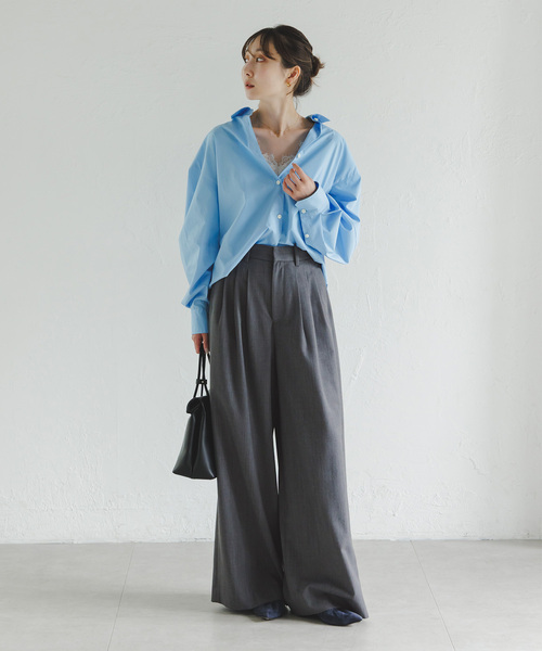 Noble(ノーブル)の「《追加・新色あり》T/W3タックワイドパンツ(スラックス・レディース・チャコールグレー・36/40/38)」の2枚目の写真