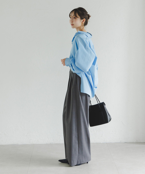 Noble(ノーブル)の「《追加・新色あり》T/W3タックワイドパンツ(スラックス・レディース・チャコールグレー・36/40/38)」の3枚目の写真