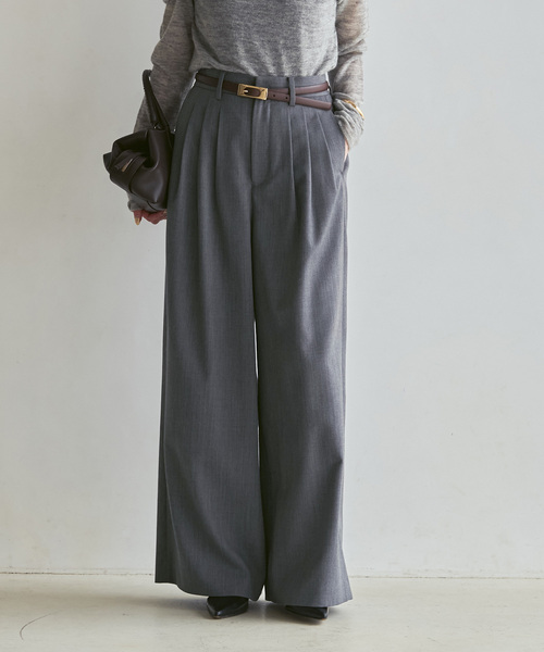 Noble(ノーブル)の「《追加・新色あり》T/W3タックワイドパンツ(スラックス・レディース・チャコールグレー・36/40/38)」の5枚目の写真