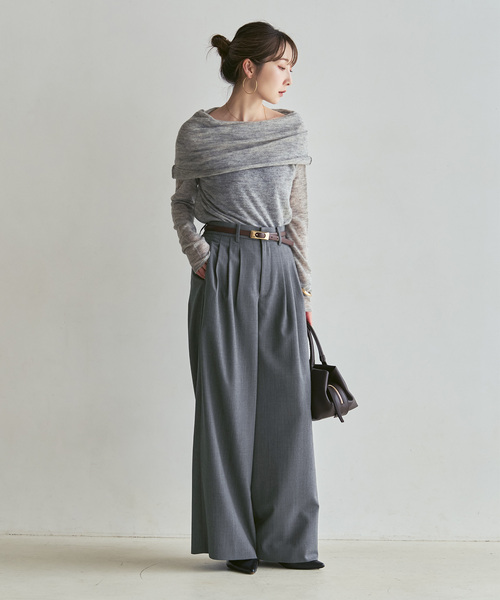 Noble(ノーブル)の「《追加・新色あり》T/W3タックワイドパンツ(スラックス・レディース・チャコールグレー・36/40/38)」の8枚目の写真