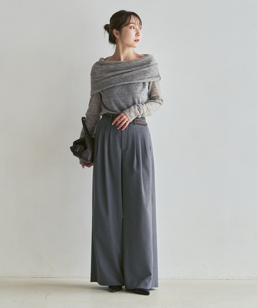 Noble(ノーブル)の「《追加・新色あり》T/W3タックワイドパンツ(スラックス・レディース・チャコールグレー・36/40/38)」の13枚目の写真