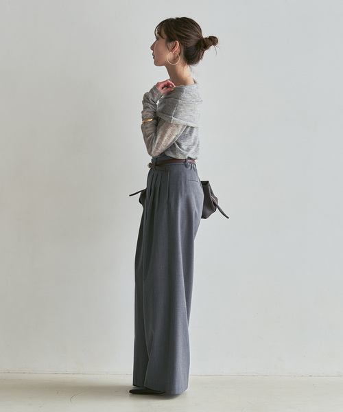 Noble(ノーブル)の「《追加・新色あり》T/W3タックワイドパンツ(スラックス・レディース・チャコールグレー・36/40/38)」の14枚目の写真
