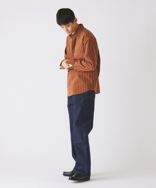 JOURNAL STANDARD relume(ジャーナルスタンダード レリューム)の「JAMES FABRIC/ジェームスファブリック ピーチ ストライプシャツ(シャツ/ブラウス・メンズ・ホワイト/ブラウン/ブルー/ボルドー/コバルトブルー・MEDIUM/LARGE)」の14枚目の写真