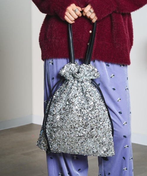 ROSE BUD（ローズバッド）の「COO SPANGLE TOTE BAG（ショルダーバッグ・レディース・シルバー/ブラック・ONE SIZE）」の6枚目の写真