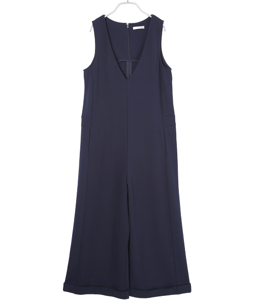 Luz Llena (philter)（ラズレナ　フィルター）の「[もっちり柔らかポンチ素材]Vネックゆったりサロペット/オーバーオール/ワイドパンツ（サロペット/オーバーオール・レディース・グレー/ベージュ/ネイビー/カーキ/ブラック/オフホワイト・MEDIUM/LARGE）」の6枚目の写真