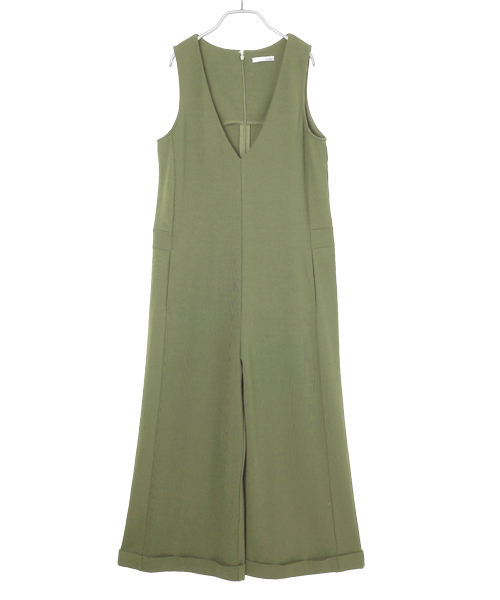 Luz Llena (philter)（ラズレナ　フィルター）の「[もっちり柔らかポンチ素材]Vネックゆったりサロペット/オーバーオール/ワイドパンツ（サロペット/オーバーオール・レディース・グレー/ベージュ/ネイビー/カーキ/ブラック/オフホワイト・MEDIUM/LARGE）」の5枚目の写真