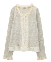 axes femme | 春ツイードタックレースプルオーバー(Tシャツ/カットソー)