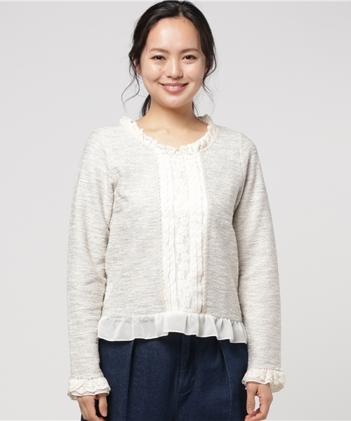 axes femme（アクシーズファム）の「春ツイードタックレースプルオーバー（Tシャツ/カットソー・レディース・ネイビー/ピンク/グレー・MEDIUM）」の10枚目の写真