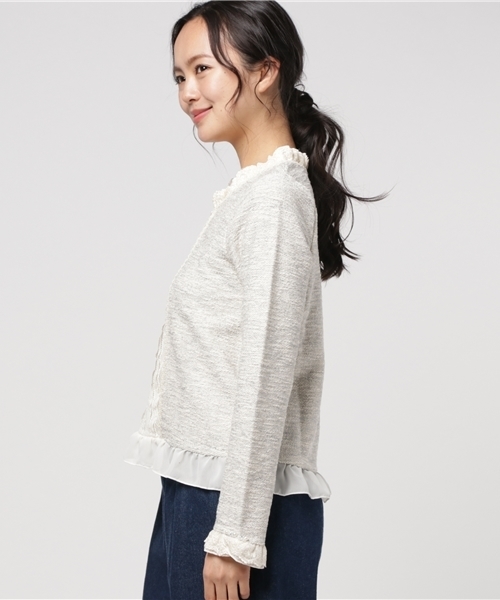 axes femme（アクシーズファム）の「春ツイードタックレースプルオーバー（Tシャツ/カットソー・レディース・ネイビー/ピンク/グレー・MEDIUM）」の9枚目の写真