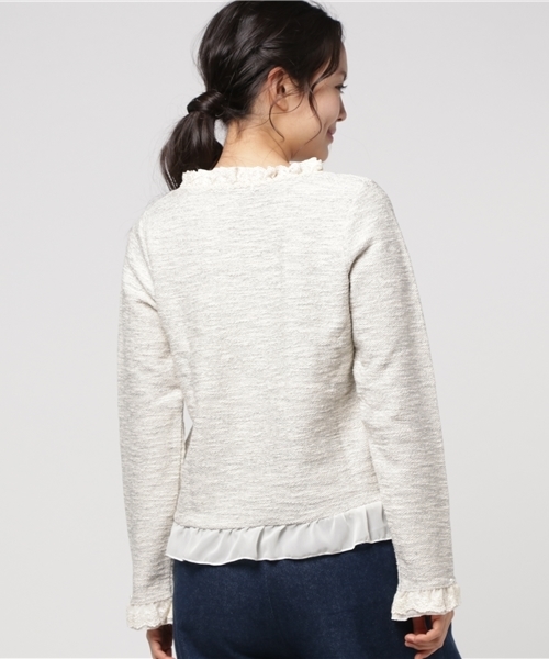 axes femme（アクシーズファム）の「春ツイードタックレースプルオーバー（Tシャツ/カットソー・レディース・ネイビー/ピンク/グレー・MEDIUM）」の8枚目の写真