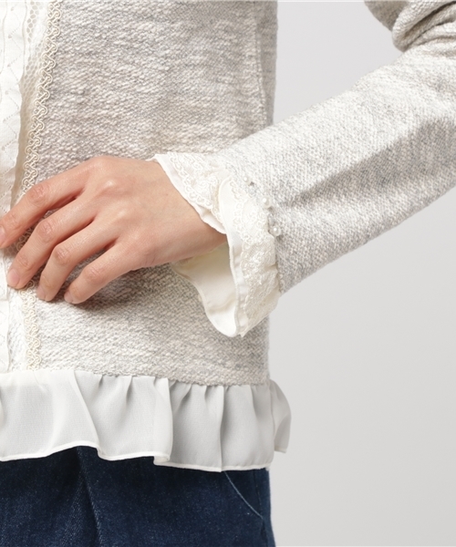 axes femme（アクシーズファム）の「春ツイードタックレースプルオーバー（Tシャツ/カットソー・レディース・ネイビー/ピンク/グレー・MEDIUM）」の6枚目の写真