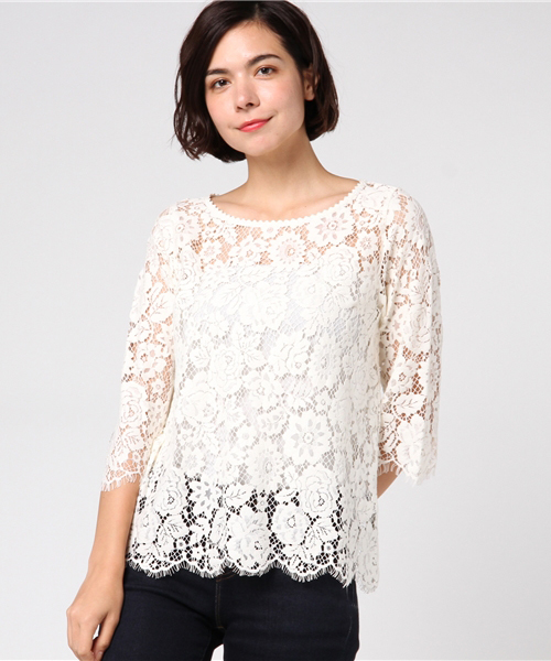 SLOBE IENA（スローブイエナ）の「カラーレースブラウス◆（シャツ/ブラウス・レディース・ホワイト/ネイビー/ボルドー・FREE）」の13枚目の写真