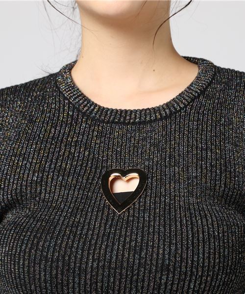 onespo（ワンスポ）の「ハートラメニット（ニット/セーター・レディース・ブラック/ピンク・M）」の4枚目の写真