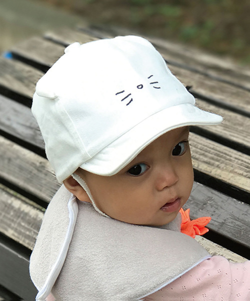 LITTLE GRIN BUDDY（リトル グリンバディ）の「【LITTLE GRIN BUDDY(リトルグリンバディ）】ベビー キャット耳付きキャップ/Cat Ear Cap（キャップ・キッズ・ブラック/ピンク/ダークインディゴブルー/ホワイト/ベージュ・50cm/50㎝/48㎝）」の16枚目の写真