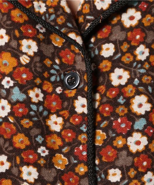 MERLOT(メルロー)の「フラワー柄ロングシャツワンピース1341(シャツワンピース・レディース・ブラック/ブルー/オレンジ・FREE)」の5枚目の写真