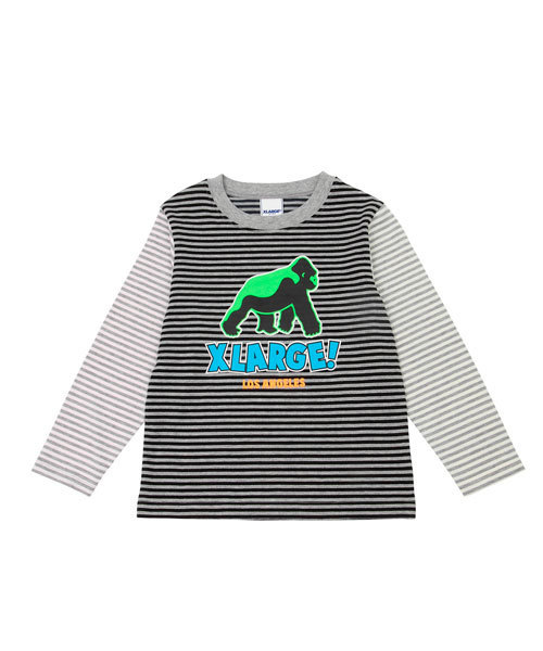 XLARGE KIDS（エクストララージキッズ）の「MULTI STRIPE L/S TEE（Tシャツ/カットソー・キッズ・ホワイト/アッシュグレー・2T/4T/5T/6T/7T）」の2枚目の写真