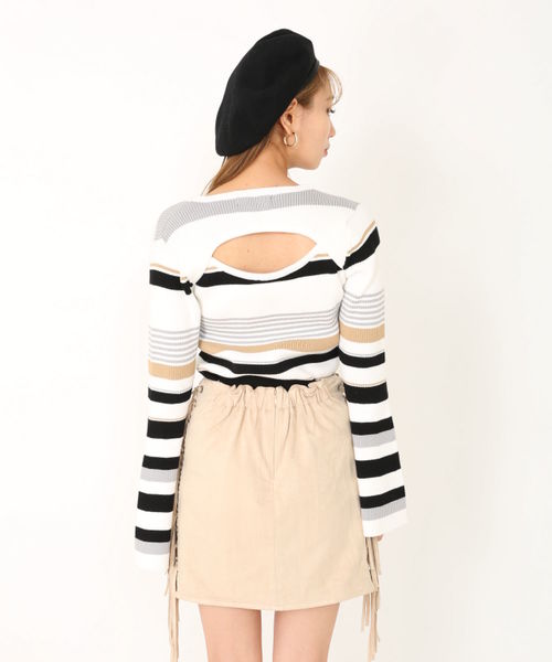 ENVYM(アンビー)の「MULTI BD KNIT (ニット/セーター・レディース・ベージュ/ホワイト・FREE)」の3枚目の写真