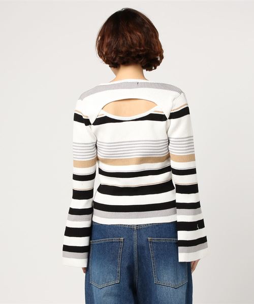 ENVYM(アンビー)の「MULTI BD KNIT (ニット/セーター・レディース・ベージュ/ホワイト・FREE)」の4枚目の写真