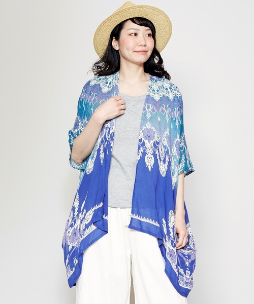 チャイハネ（チャイハネ）の「【チャイハネ】エスニック柄スマートカーディガン（カーディガン/ボレロ・レディース・ブルー/ホワイト/ホワイト系その他/ピンク系その他/ベージュ/ブラック系その他/ライトブルー/ブラウン/マルチ/ブラックミックス/ダークブルー/その他3/その他1/その他2/イエロー/ブルー系その他/ベージュ系その他/ホワイト×ブルー/ホワイト系その他2/イエロー系その他/ネイビー/E/A/B/C/D/H/J/F/G/I・FREE）」の14枚目の写真