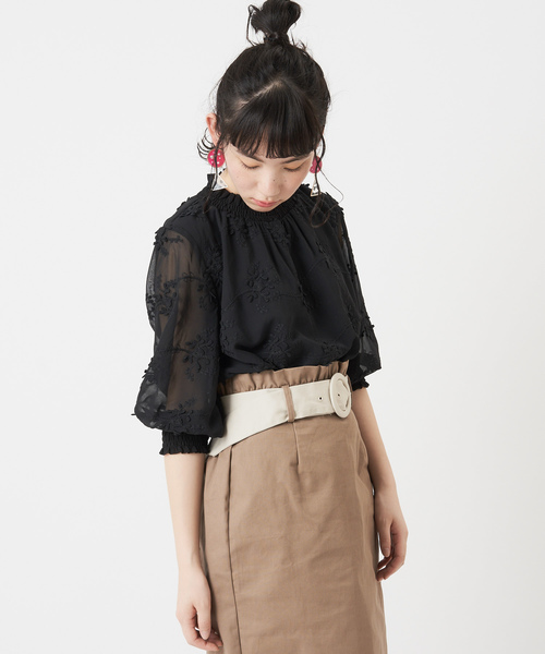 OLIVE des OLIVE（オリーブデオリーブ）の「3Dブラウス（シャツ/ブラウス・レディース・ブラック/オフホワイト/サックスブルー・FREE）」の3枚目の写真