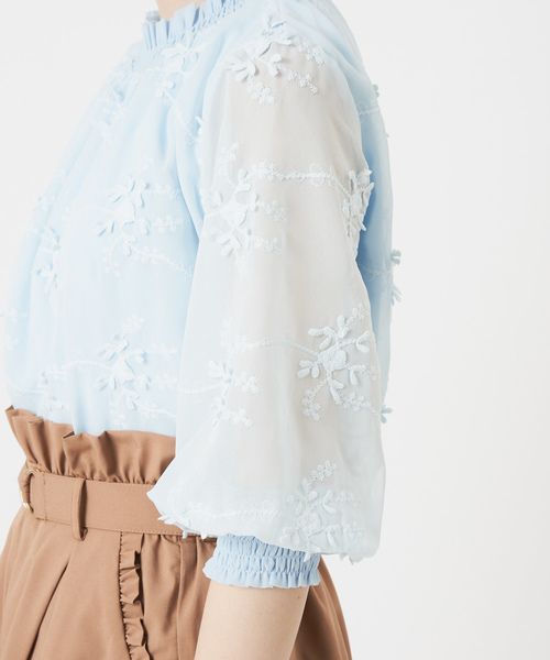 OLIVE des OLIVE（オリーブデオリーブ）の「3Dブラウス（シャツ/ブラウス・レディース・ブラック/オフホワイト/サックスブルー・FREE）」の7枚目の写真