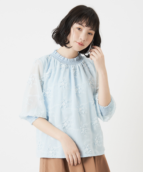 OLIVE des OLIVE（オリーブデオリーブ）の「3Dブラウス（シャツ/ブラウス・レディース・ブラック/オフホワイト/サックスブルー・FREE）」の5枚目の写真