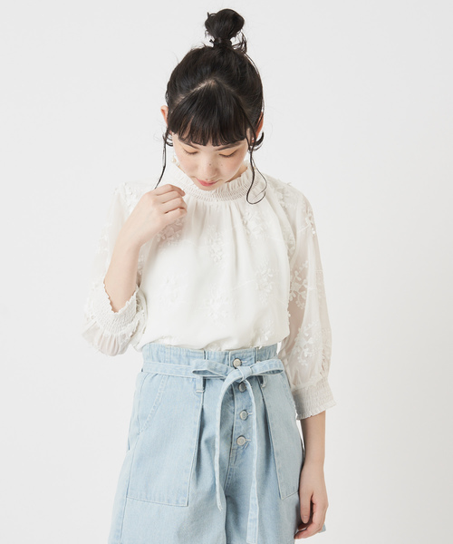 OLIVE des OLIVE（オリーブデオリーブ）の「3Dブラウス（シャツ/ブラウス・レディース・ブラック/オフホワイト/サックスブルー・FREE）」の8枚目の写真