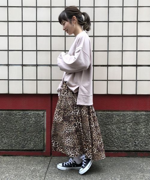 tiptop（ティップトップ）の「レオパード柄前釦ロングスカート（スカート・レディース・ベージュ/ブラウン・FREE）」の3枚目の写真