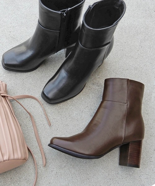 minia（ミニア）の「スタックヒールミドルブーツ　■（ブーツ・レディース・ホワイト/ブラック/ブラウン/ダークブラウン・S/M/L/LL）」の4枚目の写真