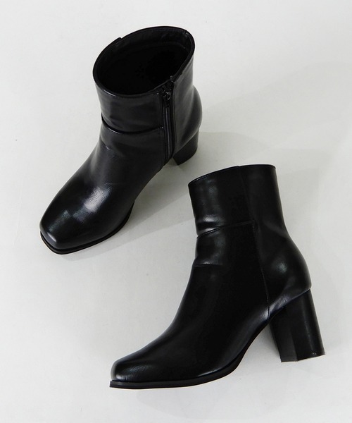 minia（ミニア）の「スタックヒールミドルブーツ　■（ブーツ・レディース・ホワイト/ブラック/ブラウン/ダークブラウン・S/M/L/LL）」の5枚目の写真