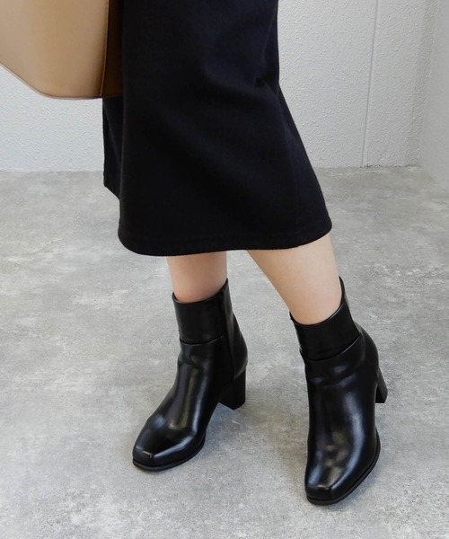 minia（ミニア）の「スタックヒールミドルブーツ　■（ブーツ・レディース・ホワイト/ブラック/ブラウン/ダークブラウン・S/M/L/LL）」の8枚目の写真