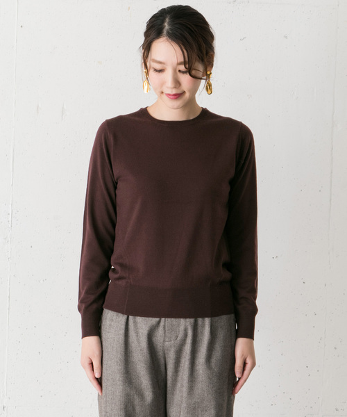 URBAN RESEARCH ROSSO WOMEN（アーバンリサーチ　ロッソ）の「ベーシッククルーネックニット（ニット/セーター・レディース・アイボリー/ブラウン系その他/イエロー・FREE）」の8枚目の写真
