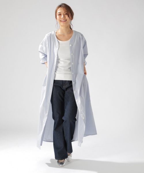 BAYFLOW（ベイフロー）の「ベルトツキガウンワンピース（ワンピース・レディース・ホワイト/ブルー/ネイビー・MEDIUM/SMALL）」の18枚目の写真