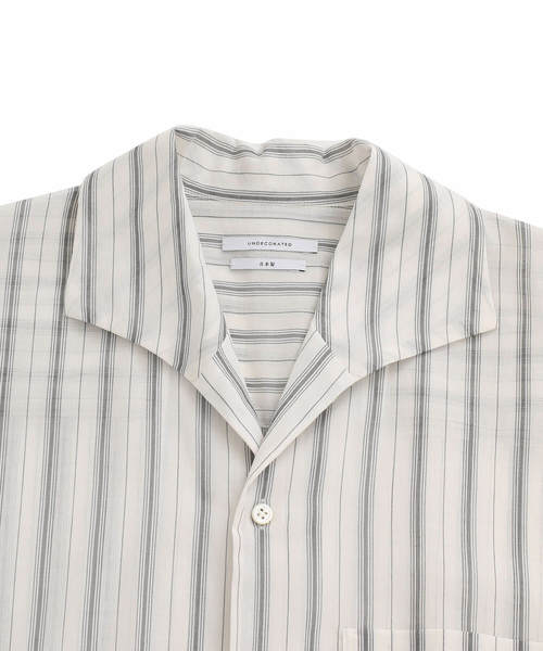 UNDECORATED（アンデコレイテッド）の「【UNDECORATED】コットンストライプSSシャツ（シャツ/ブラウス・メンズ・ホワイト/レッド・2/1）」の5枚目の写真