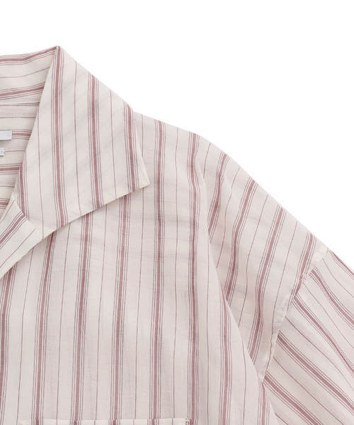 UNDECORATED（アンデコレイテッド）の「【UNDECORATED】コットンストライプSSシャツ（シャツ/ブラウス・メンズ・ホワイト/レッド・2/1）」の13枚目の写真