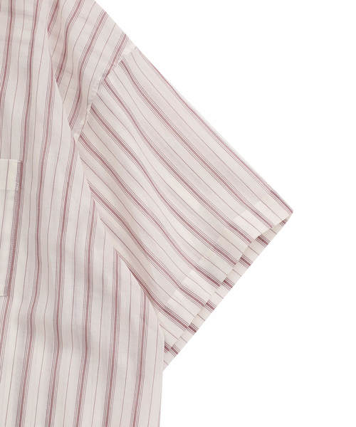 UNDECORATED（アンデコレイテッド）の「【UNDECORATED】コットンストライプSSシャツ（シャツ/ブラウス・メンズ・ホワイト/レッド・2/1）」の9枚目の写真