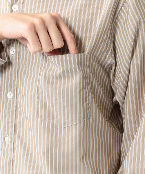 Steven Alan（スティーブンアラン）の「＜Steven Alan＞ T/C STRIPE BOX BAND COLLAR SHIRT-BOLD/シャツ（シャツ/ブラウス・メンズ・ベージュ/ライトブルー・LARGE/MEDIUM/SMALL/X-LARGE）」の13枚目の写真