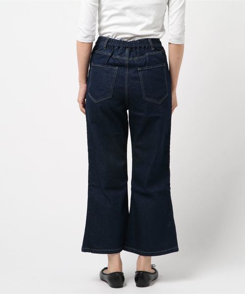 STYLEBLOCK（スタイルブロック）の「デニムクロップドソフトベルボトムパンツ（デニムパンツ・レディース・サックスブルー/ネイビー/ブルー・M）」の4枚目の写真