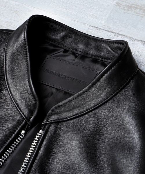 絶対一番安い EMMACLOTHES 黒 レザー シングルライダースジャケット ジャケット・アウター