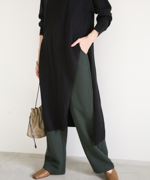 select MOCA（セレクトモカ）の「オーバースリットニットワンピース/クルーネックワンポイントボタンデザインレイヤードワンピ（ワンピース・レディース・ブラック/ブラウン/アイボリー・FREE）」の14枚目の写真