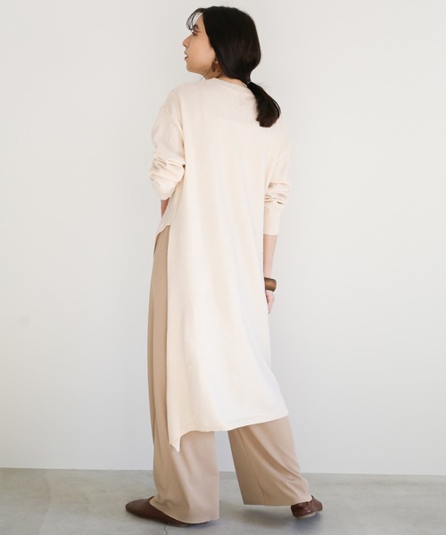 select MOCA（セレクトモカ）の「オーバースリットニットワンピース/クルーネックワンポイントボタンデザインレイヤードワンピ（ワンピース・レディース・ブラック/ブラウン/アイボリー・FREE）」の9枚目の写真