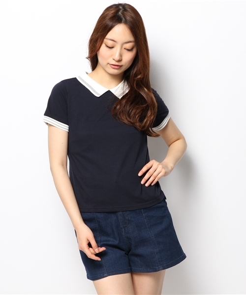 Chico(チコ)の「カノコポロシャツ(Tシャツ/カットソー・レディース・グレー/ホワイト/ネイビー・FREE)」の3枚目の写真